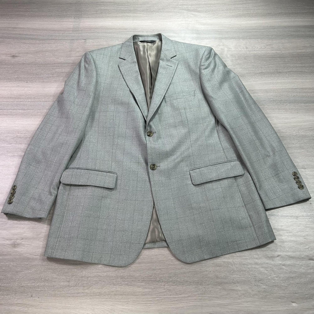 Pronto Uomo Platinum Blazer Mens 44 Long Gray Silk Wool Suit Jacket Sport Coat